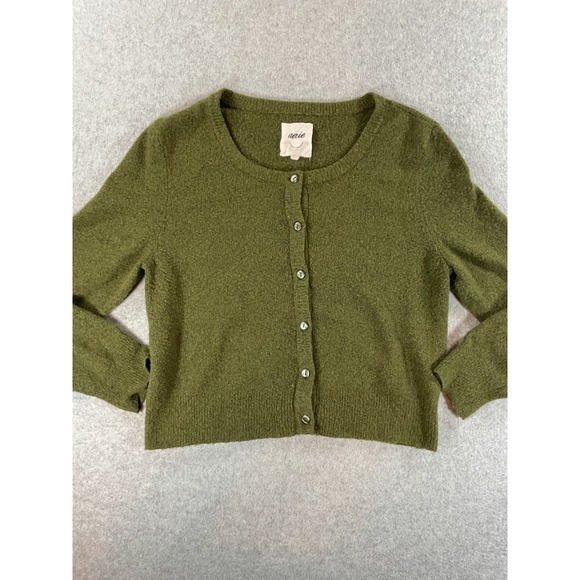 aerie Sweaters - Aerie Women Moss Green Alpaca Wool Blend Button Crop Cardigan Sweater L #751